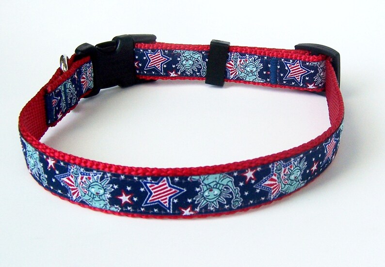 Lady Liberty Dog Collar Patriotic Pup Pet Collar Red White Etsy