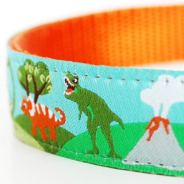 Prehistoric Dinosaur Dog Collar / Adjustable Dog Collar / Ribbon Dog Collar