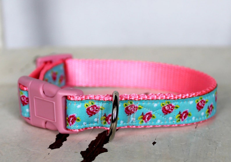 Shabby Chic Dog Collar Aqua Blue Adjustable Pet Collar Etsy
