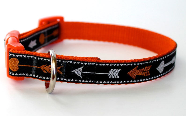 Adjustable Orange Pet Collar Glitter Arrow Dog Collar Boho Chic Tribal