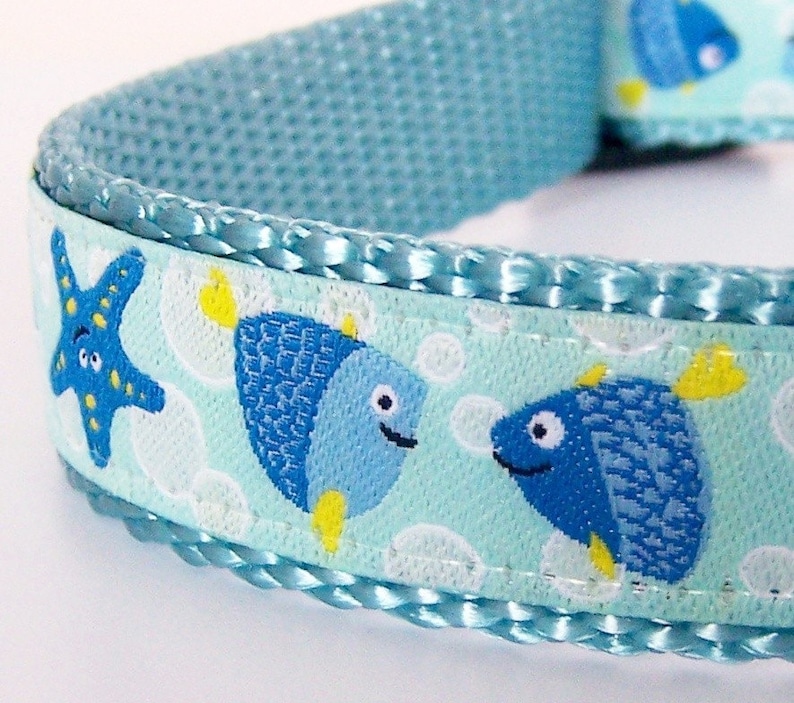 Under the Sea Dog Collar Fish and Seashells Nautical Pet Etsy