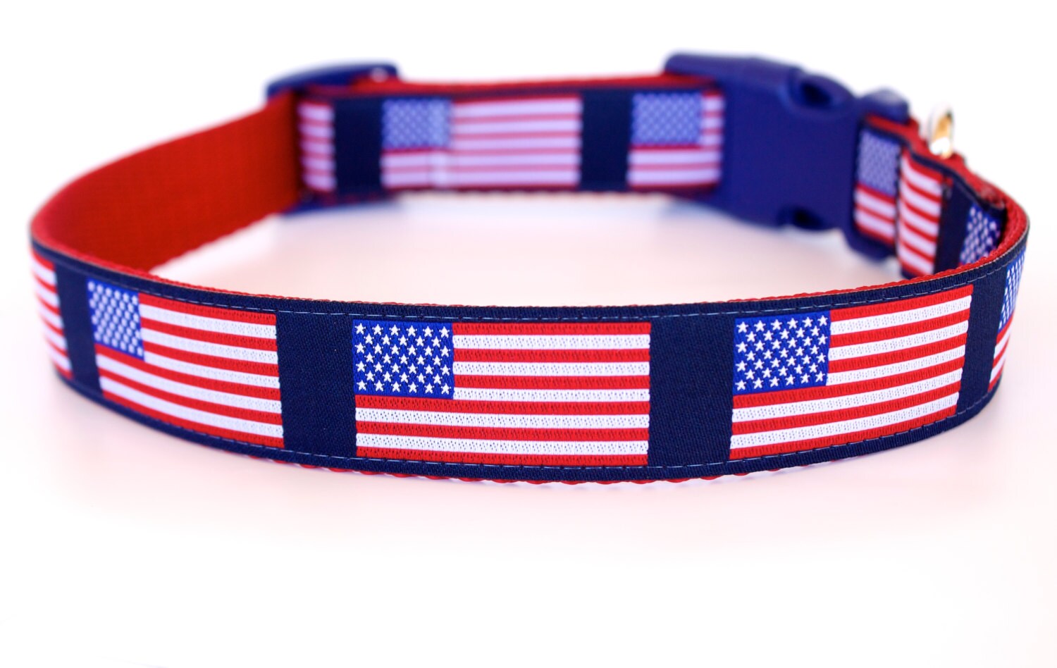 US Flag Dog Collar Adjustable Pet Collar July 4th Patriotic Etsy
