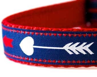 Red, White and Blue Arrows Dog Collar, Adjustable Blue Pet Collar, Tribal Print, Boho Chic
