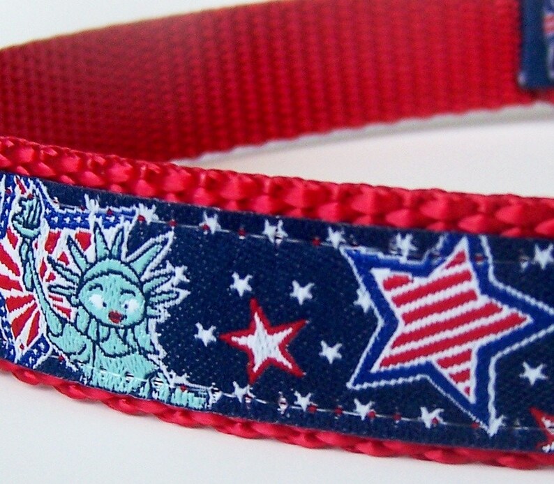 Lady Liberty Dog Collar Patriotic Pup Pet Collar Red White Etsy