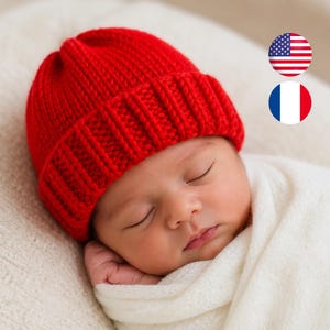 Patrón sencillo para tejer un gorro de bebé, tallas para recién nacidos prematuros (descarga en PDF)