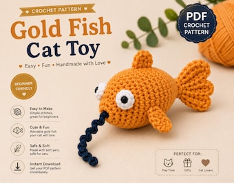 Gold Fisch Katzenspielzeug Häkelmuster | Amigurumi Katzenminze Spielzeug (PDF Download)