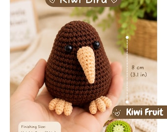 Häkelanleitungspaket Kiwi-Vogel & Kiwi-Frucht (PDF) | Amigurumi-Plüschtier selber machen