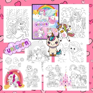 Cute Unicorn Coloring Pages for Kids – Printable Magical Coloring Pages – Fun Activity for Girls Digital Download Printable Instant Download