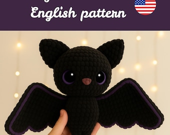 Kuschelige Fledermaus Häkelanleitung: Amigurumi Vampir Plüschtier PDF Digital Download