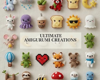 25 Amigurumi Häkelanleitungen Bündel | Kawaii Tiere, gehäkelter Schlüsselanhänger, Spielzeug (PDF Download)