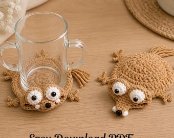 Eichhörnchen Untersetzer-Anleitung, Häkelanleitung für Anfänger Amigurumi Mug Rug (PDF)