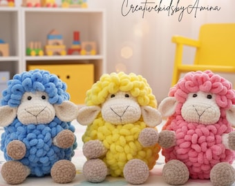 Flauschiges Schäfchen Amigurumi Häkelanleitung: Easy PDF Plüschtier (Digitaler Download)