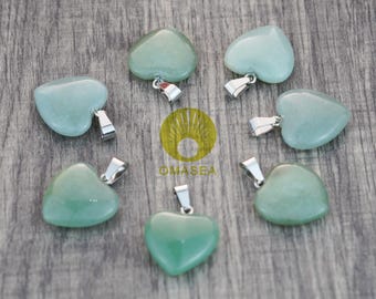 Natural Green Aventurine Heart Pendant – Gemstone Crystal Necklace Charm, Handmade Natural Stone Jewelry