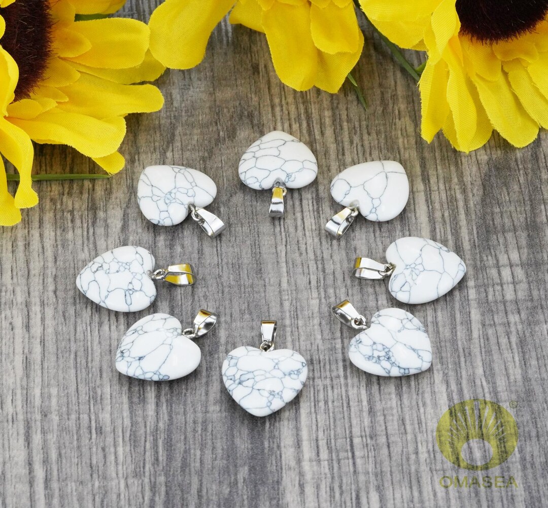 Handmade White Howlite Heart Pendant Necklace-sterling Silver Chain ...