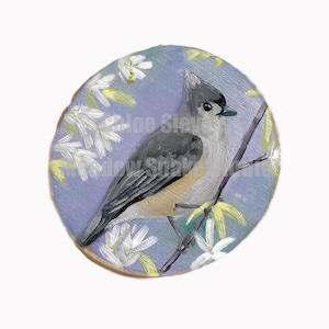 Tufted Titmouse Among Flowers