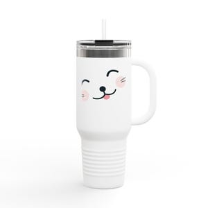 Cute Insulated Travel Mug, 40oz with Happy Animal Design, Perfect for Coffee Lovers, Gifts for Her, Kids.