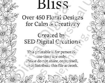 Floral Coloring Book: 450+ Botanical Designs for Adults (PDF)