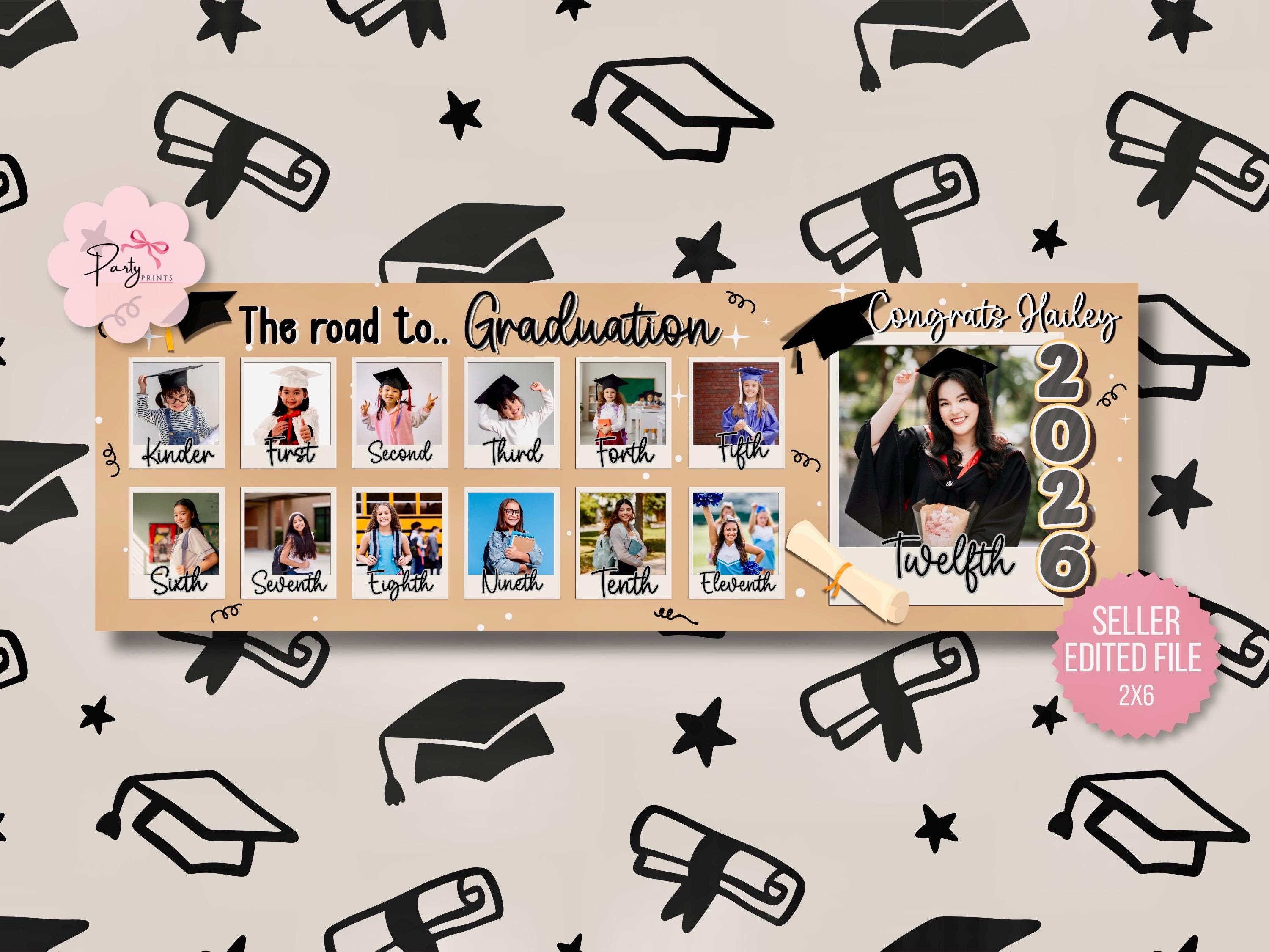 Graduation Photo Banner Timeline, the Road to Graduation Banner, School ...
