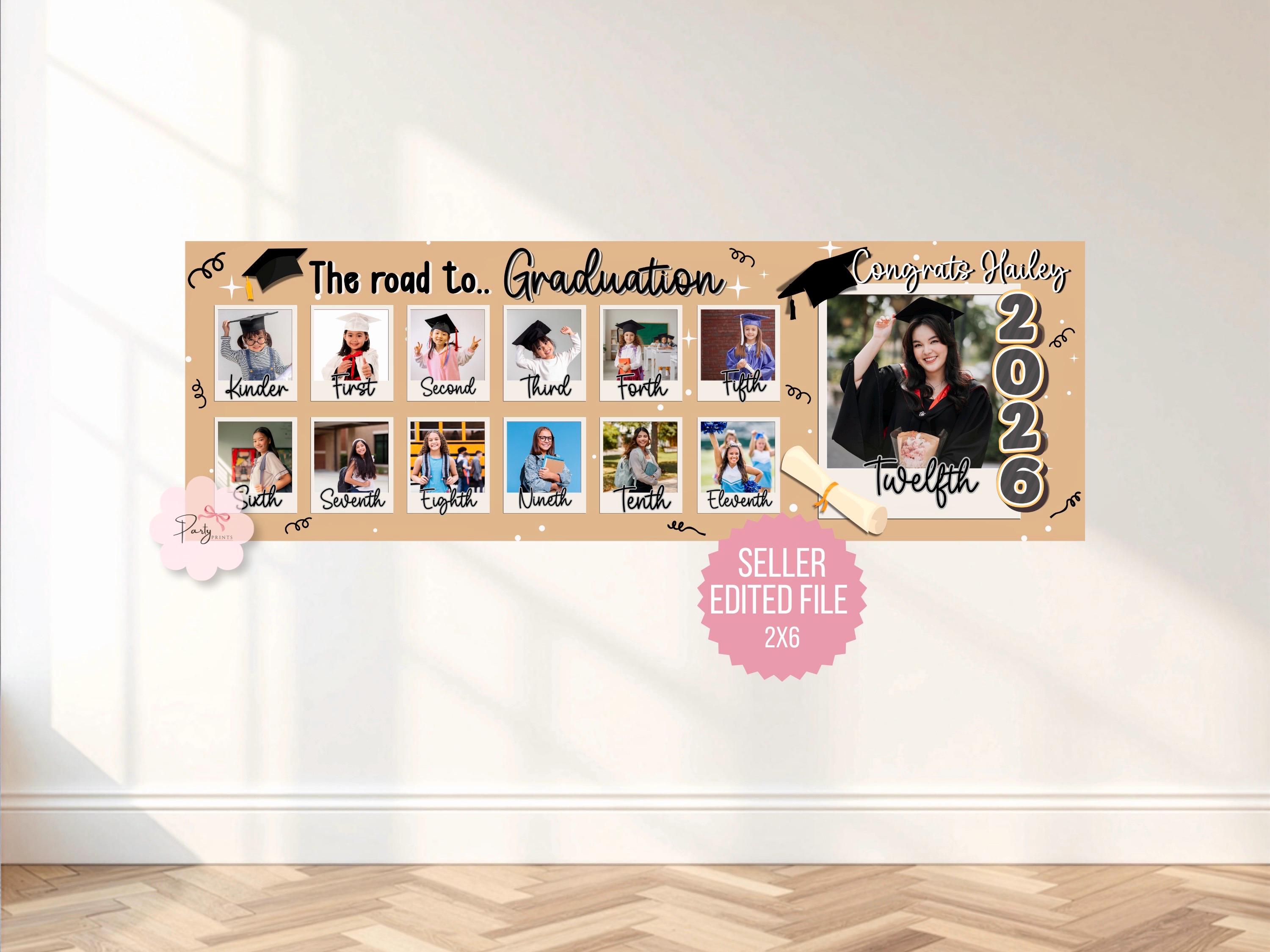Graduation Photo Banner Timeline, the Road to Graduation Banner, School ...