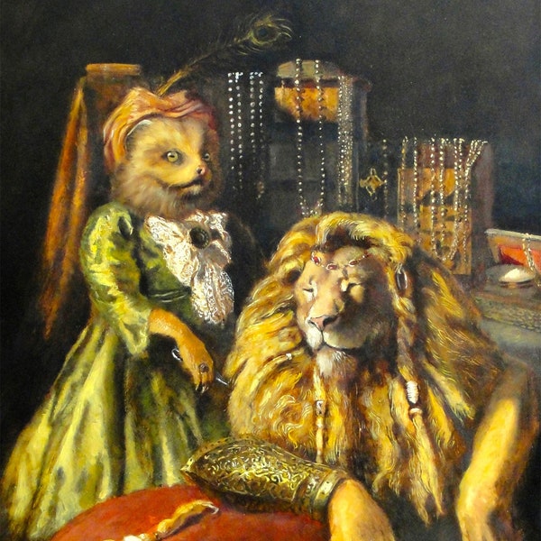 Samson and Delilah Lion and Mongoose Art Print