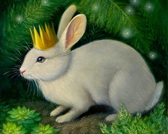 White Rabbit Art Print - Emory