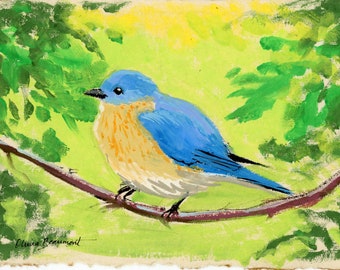 Impressão artística de pássaro azul - Bonny Blue