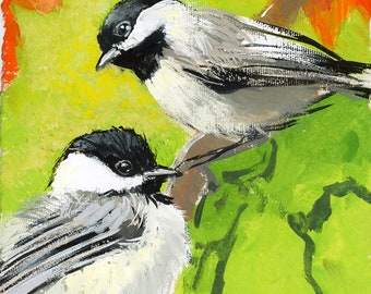 Arte do pássaro Chickadee - Imprimir
