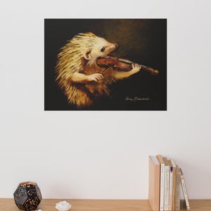 Hedgehog Violin Art Print Serenade image 1