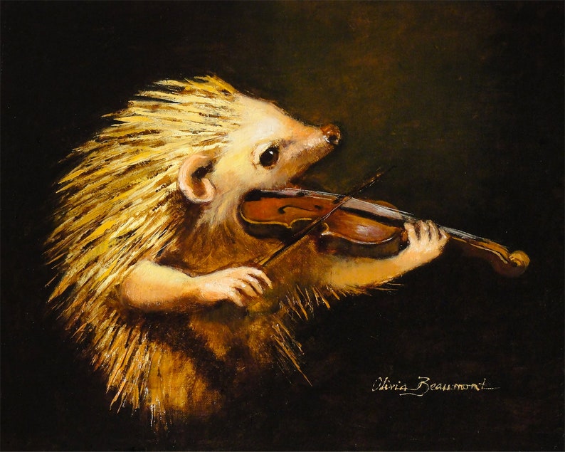 Hedgehog Violin Art Print Serenade image 2