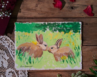 Bunny Kiss Originalkunstwerk - Sonnenschein und Küsse