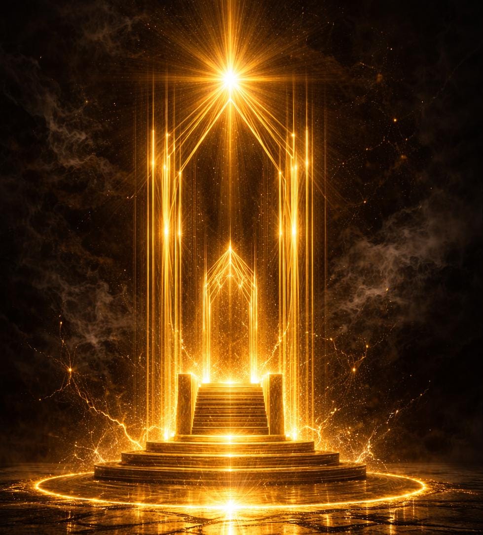 Golden Sacred Throne Wall Art – Abstract Spiritual Gold Poster – Luxury ...