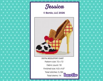 Toy Story Jesse Inspired Shoe Needlepoint Chart| Modern Needlepoint DIGITAL ITEM