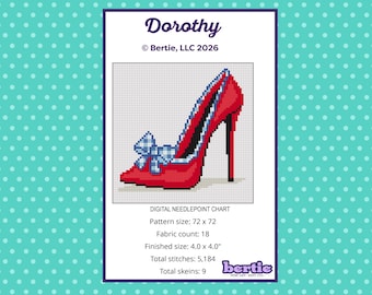 Dorothy Wizard of Oz Inspired Modern Shoe Needlepoint Chart| Modern Needlepoint DIGITAL ITEM