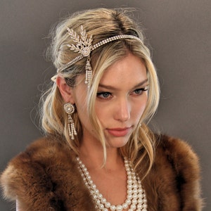 Gatsby Headpiece / Flapper Headpiece / Crystal Headpiece / Pearl Headpiece / Bridal Headband / Formal Headpiece / Kristin Perry image 2