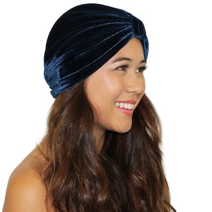Navy Velvet Turban / Velvet Fashion Turban / Velvet Head Wrap / Chemo Hat /Kristin Perry