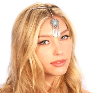 Bohemian Tikka Headpiece / Beaded Hair Jewelry / Boho Head Jewelry / Maang tikka / Kristin Perry