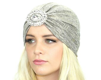 Crystal Knit Turban / Stretch Full Turban / Crystal Knit Hat /  Kristin Perry Jewel Turban