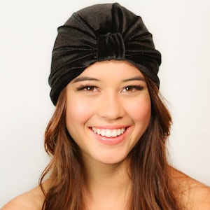 Black Velvet Turban / Black Turban / Velvet Turban / Chemo Hat / Kristin Perry image 1