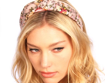 Silk Floral Knot Headband / Silk Top Knot Headband / Womens Knot Headband / Floral Top Knot Headband / Kristin Perry