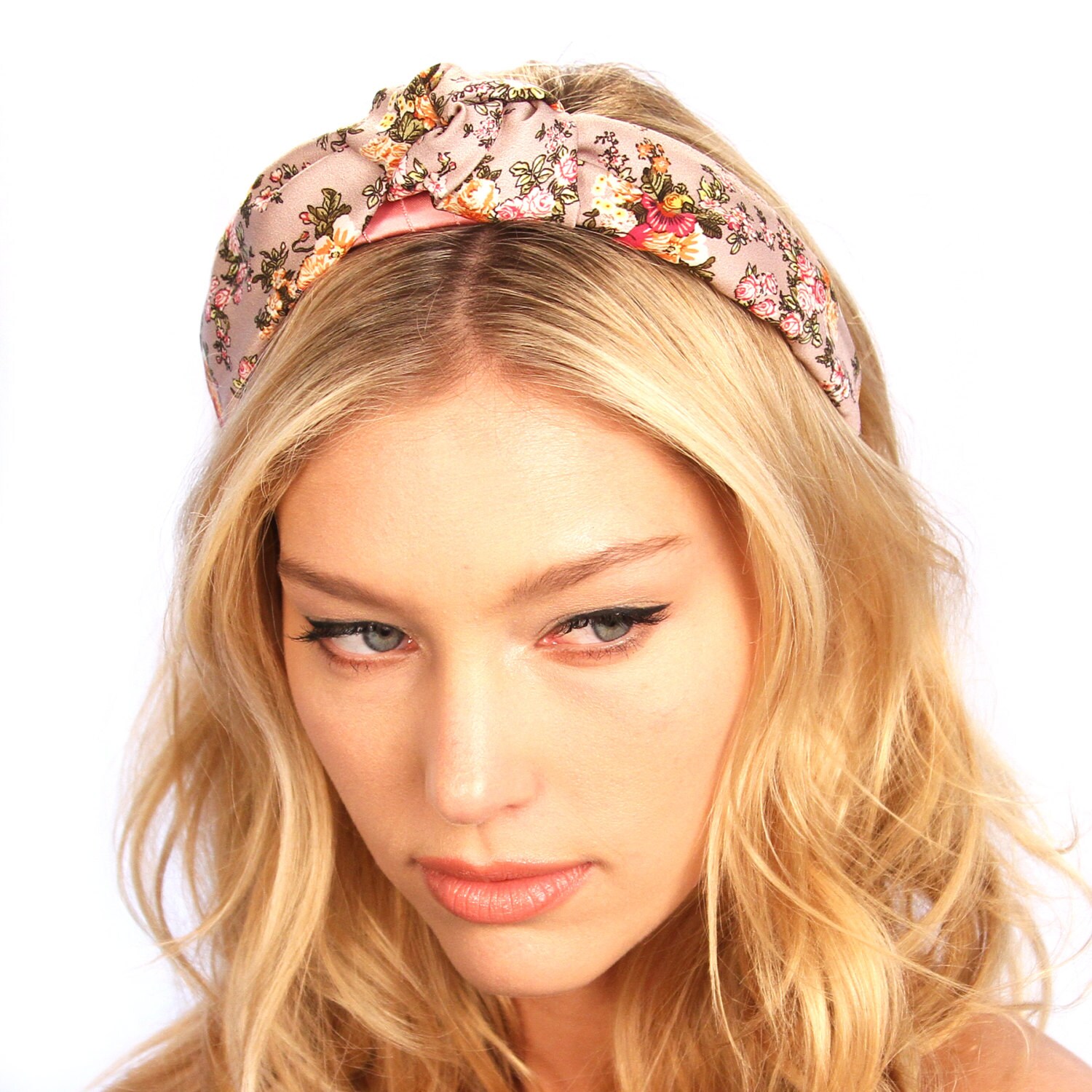 Silk Floral Knot Headband / Silk Top Knot Headband / Womens Etsy