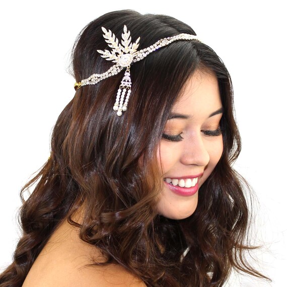 Great Gatsby Headpiece Art Deco Headpiece Crystal Flapper Etsy
