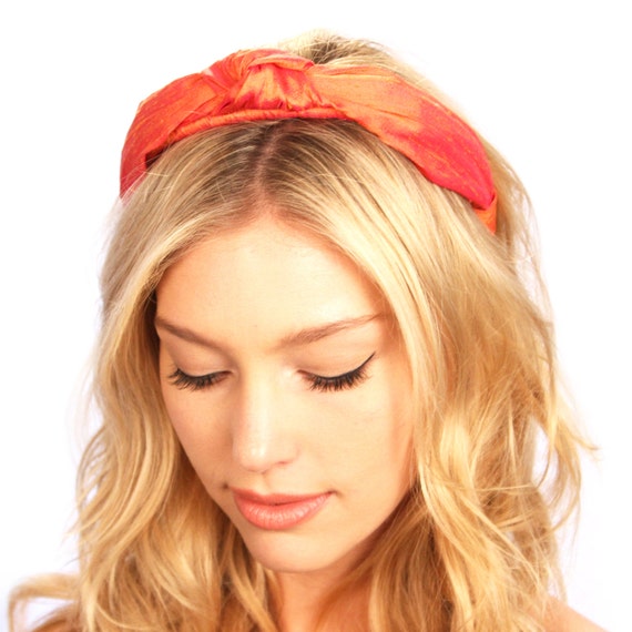 Silk Knot Headband / Top Knot Headband / Orange Knot Headband | Etsy