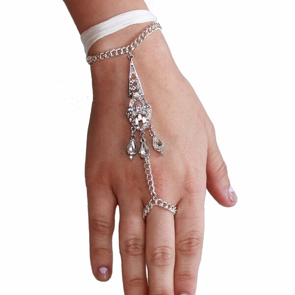 Great Gatsby Inspired Crystal Gypsy Hand Chain Finger Brace