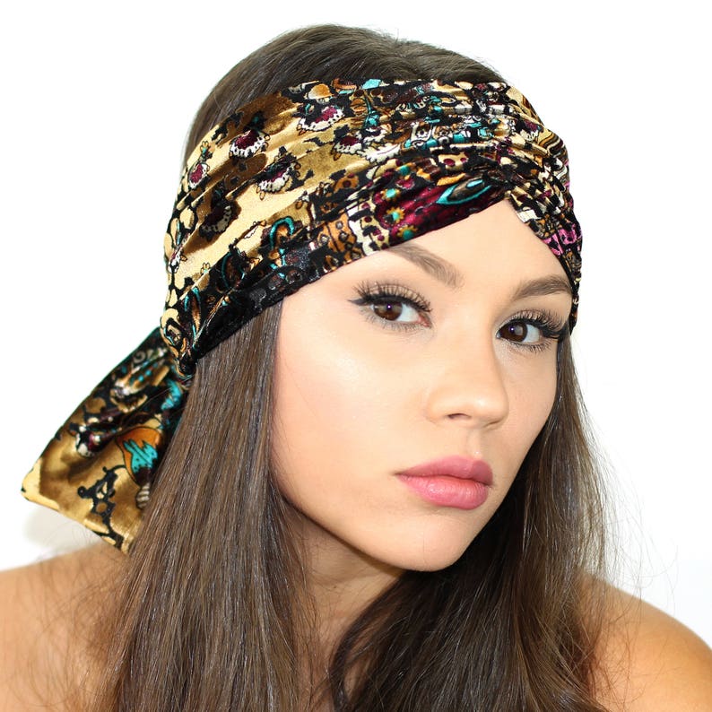 Burnout Velvet Bow Headband / Womens Bow Headband / Velvet Etsy