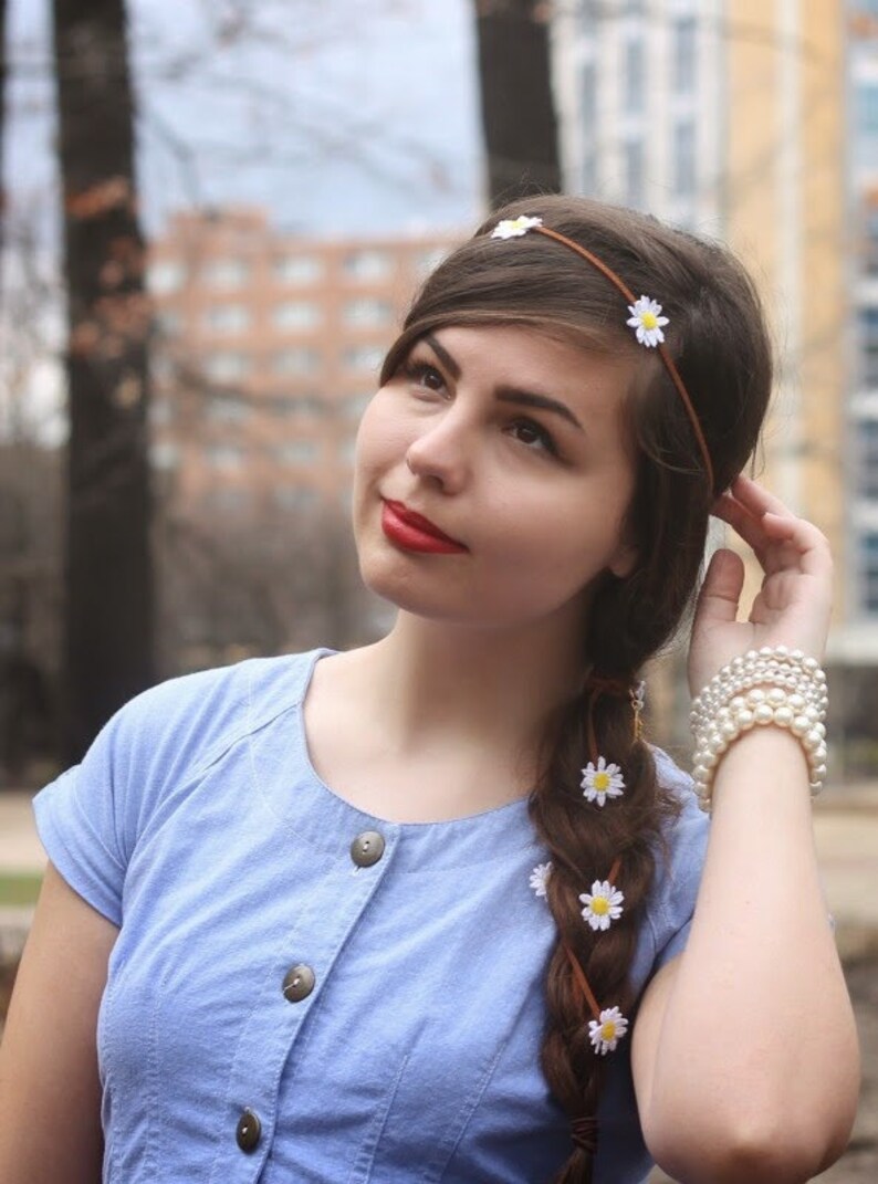 Daisy Flower Braid in / Daisy Flower Hair Wrap / Floral Braid Etsy