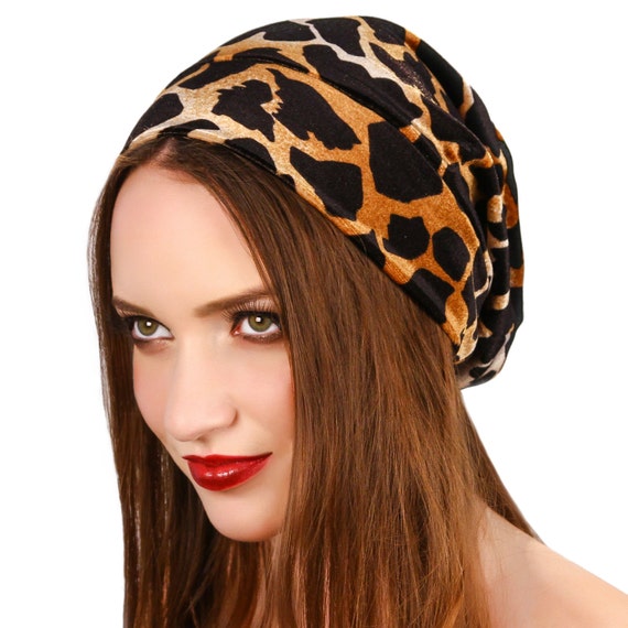 Velvet Slouchy Beanie Hat Printed Velvet Slouch Beanie Animal