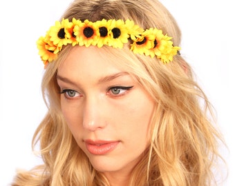 Sunflower Flower Crown Headband Headpiece Floral Festival Wreath