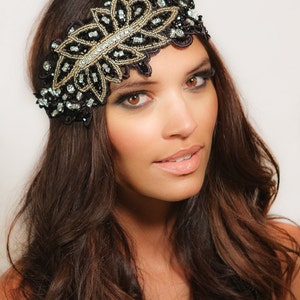 Flapper Style Crystal Lace Beaded 1920&#39;s Great Gatsby Style Headpiece Headband