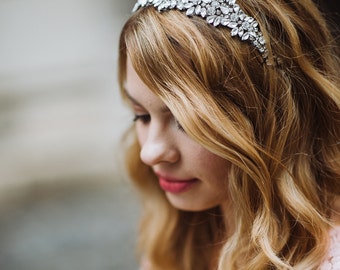 Beaded Bridal Headpiece / Rhinestone Headband / Ivory Beaded Headband / Bridal Headband / Kristin Perry