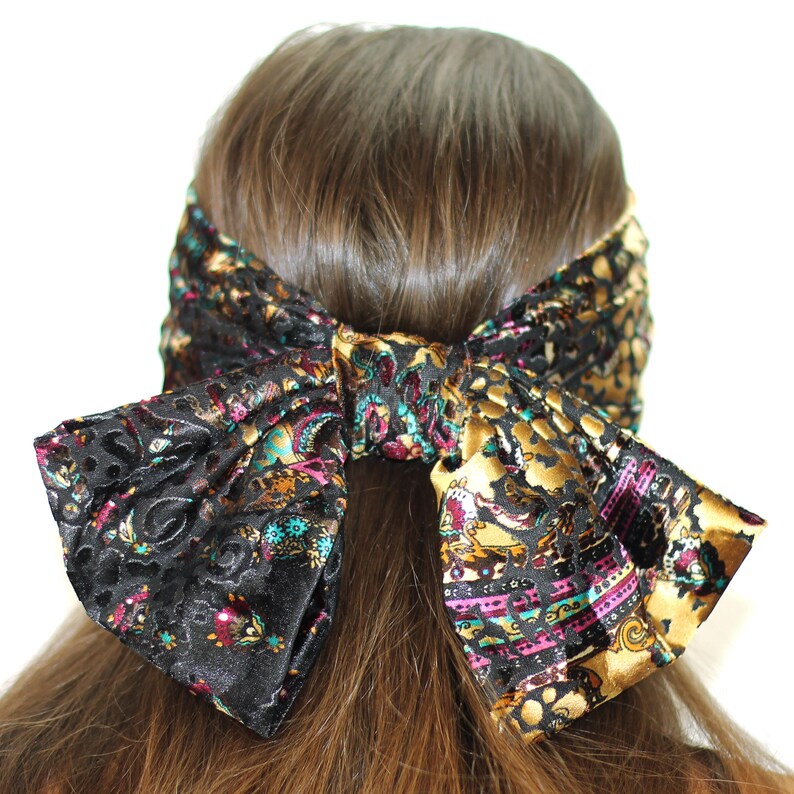 Burnout Velvet Bow Headband / Womens Bow Headband / Velvet Etsy